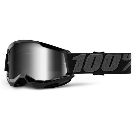 Strata 2 Junior bike goggles, black and white with mirrored lens