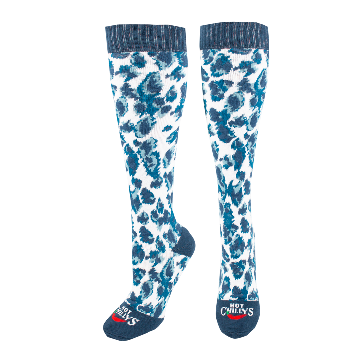 Hot Chillys Blue Painted animal print midweight sock 