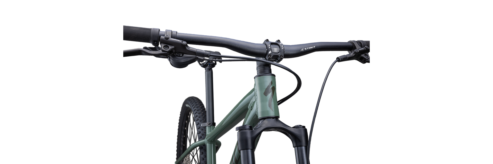 Specialized MTN Bike, Oak Green - Black front view