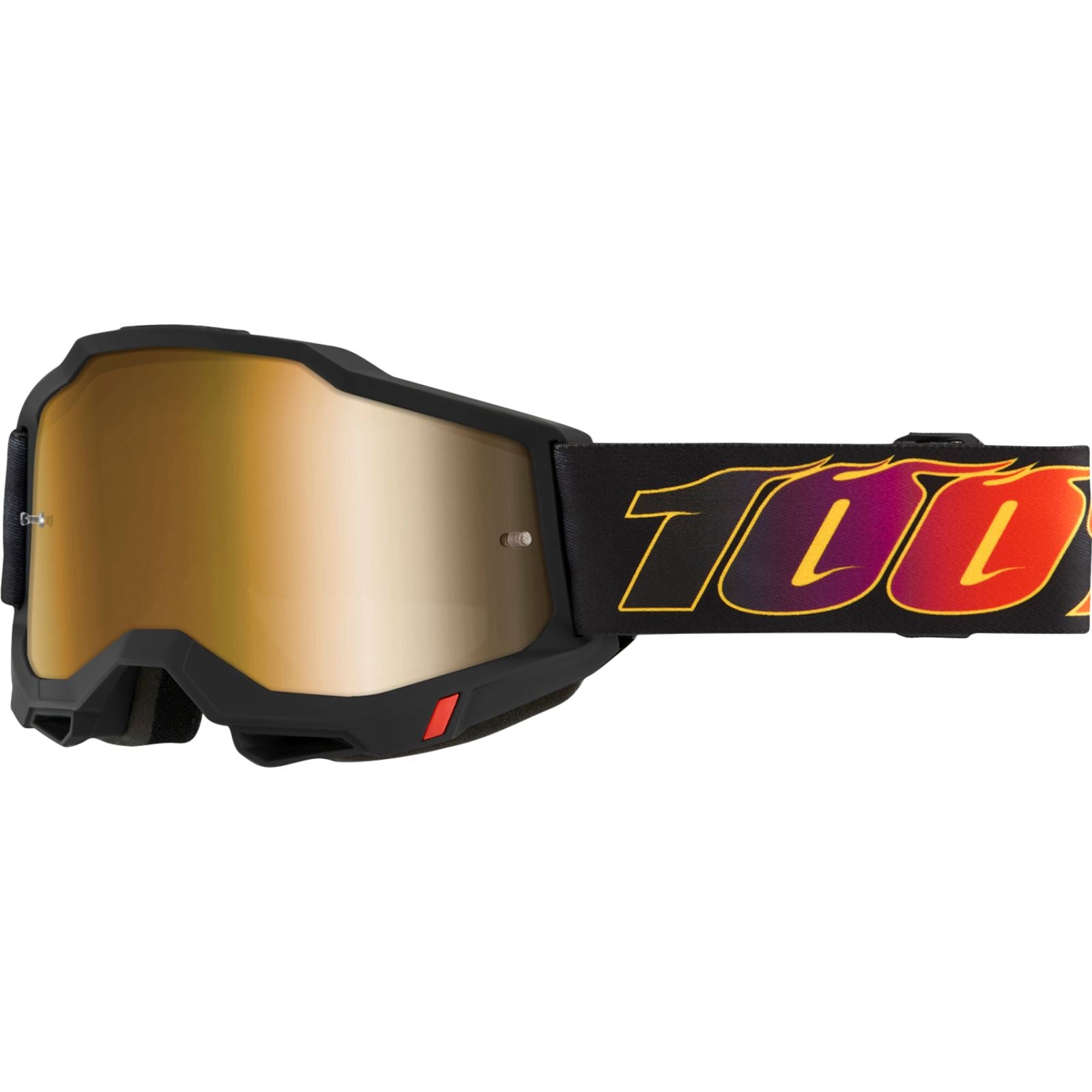 Black with Fire 100% logo and gold lens, Mountain Bike Goggles