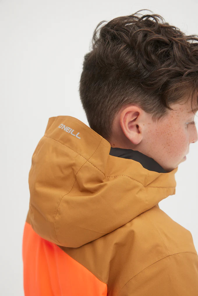 O'Neill Carbonite Jacket - Boys- rich caramel hood with model
