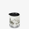 White with Sliver mountain decal camp mug with tumbler lid