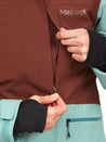 Marmot- Women's Refuge Jacket 10K/10K - Chocolate - Blue Agave closeup pocket pic