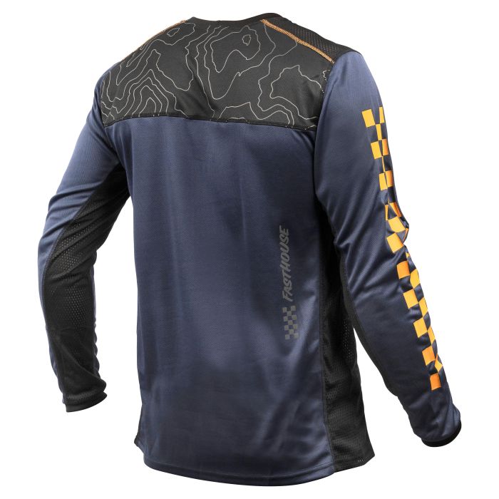 Fasthouse Men's Classic Swift Long sleeve Jersey - Midnight Navy Back with topo print