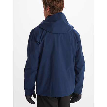 Dark Blue, Full Zip Men's Techwear Jacket, waterproof, back of shell jacket, helmet compatible hood. 