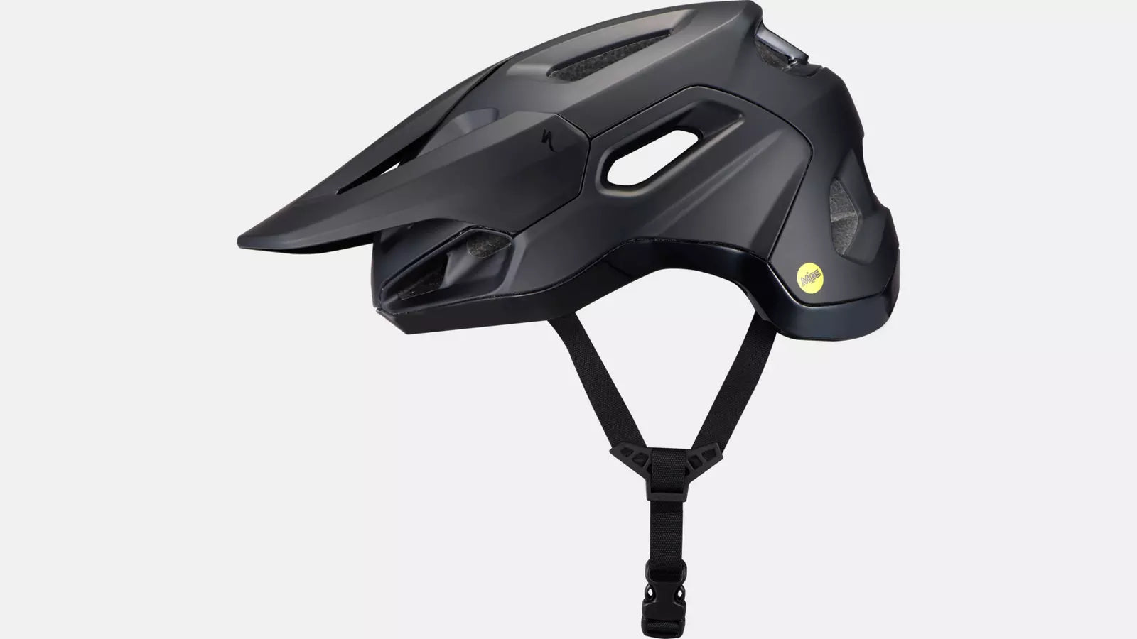 Black Tactic Mips Specialized Bike Helmet with visor, side view