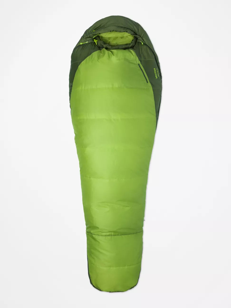 Full zip bright green mummy bag, unisex 30 degree 