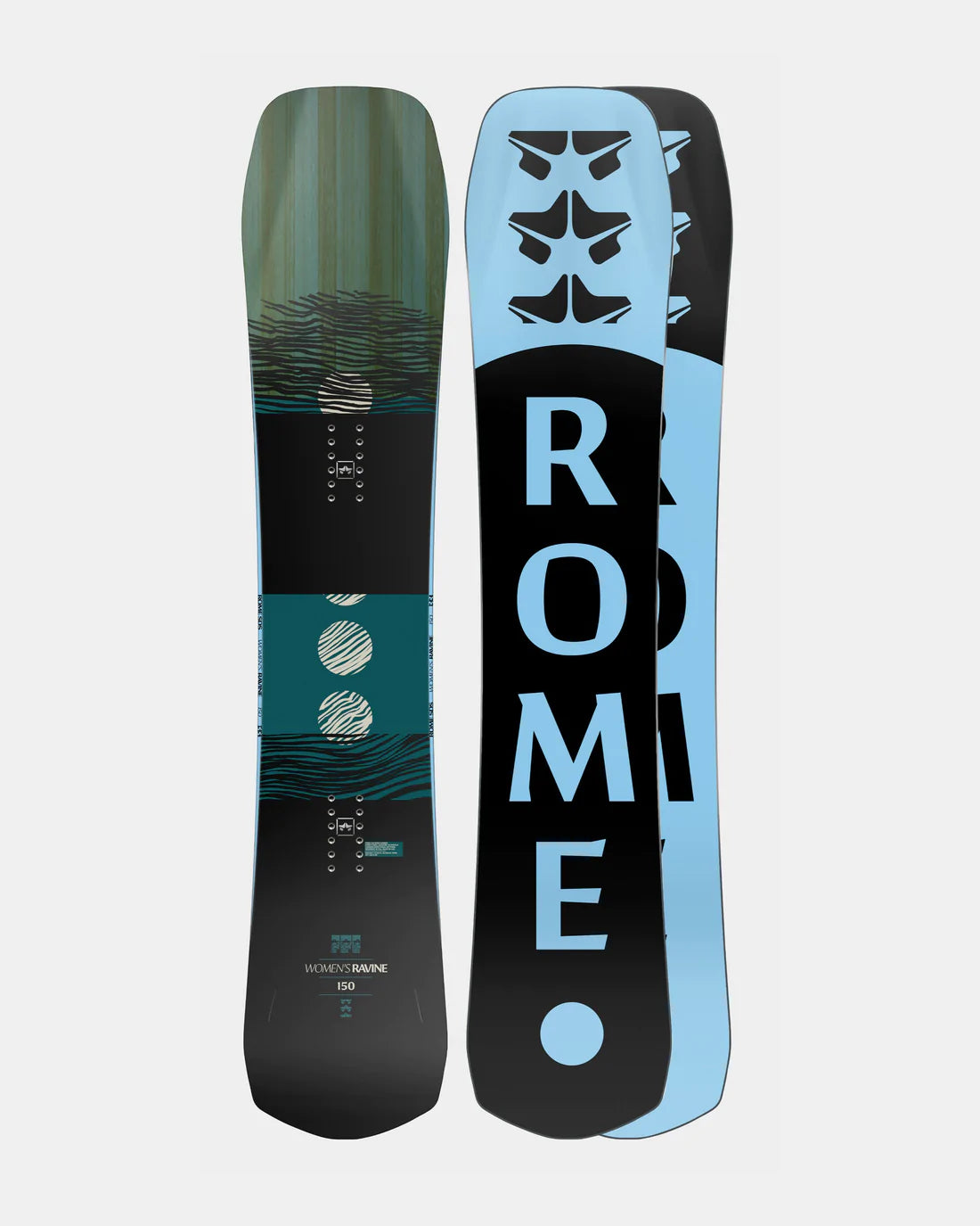 Rome Women's Ravine Snowboard - 2023 graphics green, teal and black