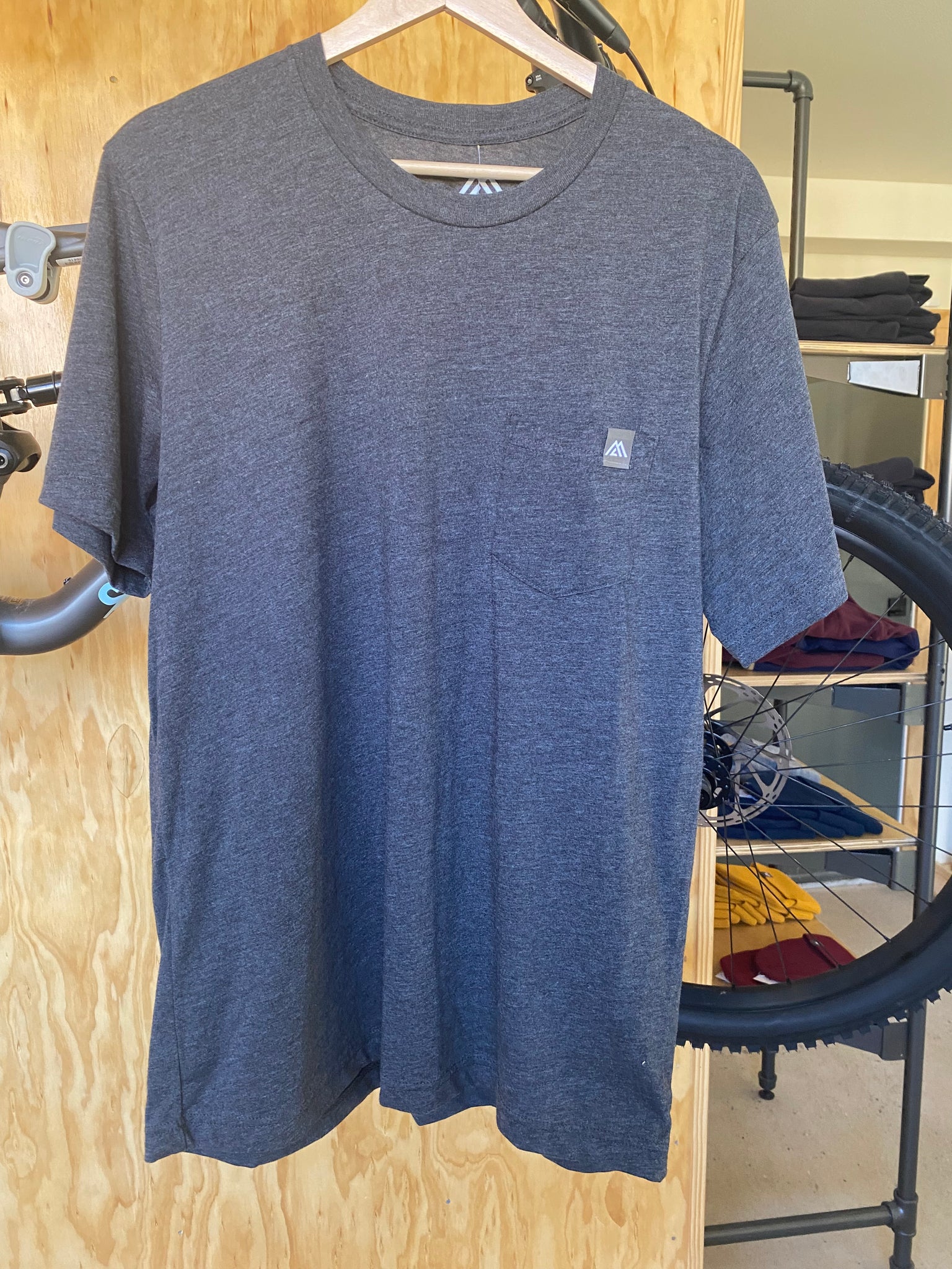 Soft Grey shirt with pocket and Logo print on back