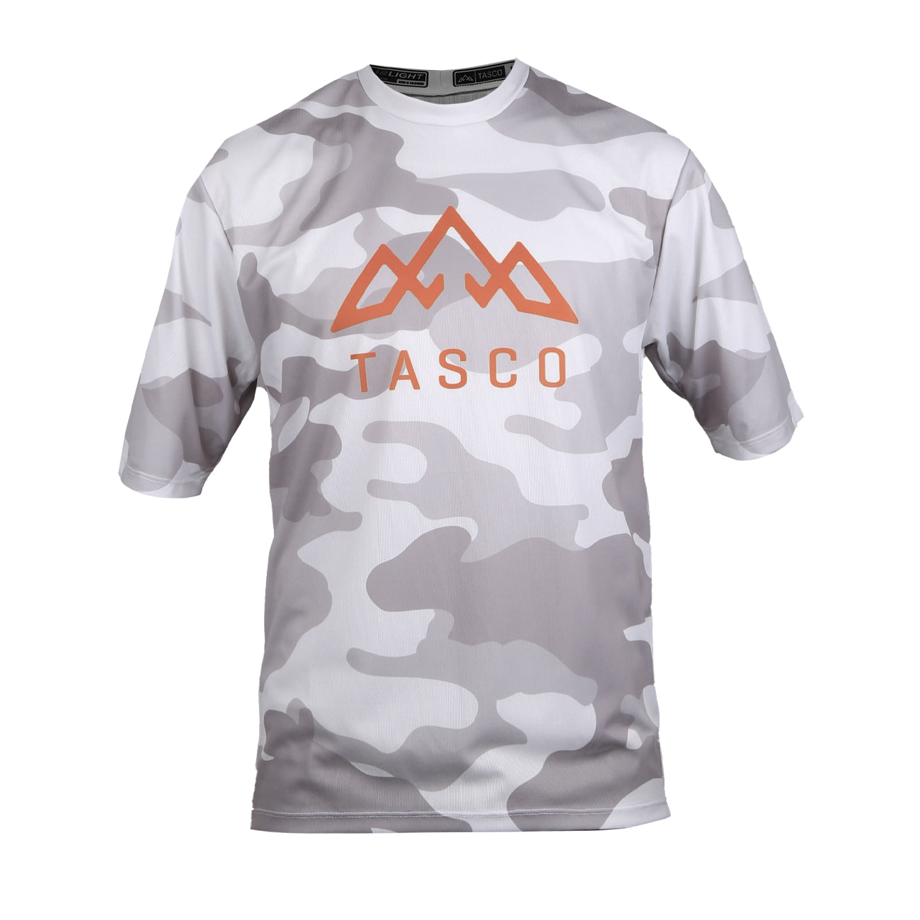 TASCO MTB Trail Jersey Short Sleeve White Camo woth orange TASCO logo