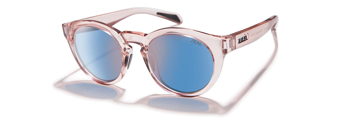 Zeal- Crowley Polarized Sunglasses - Desert Rose frames, Horizon blue lenses