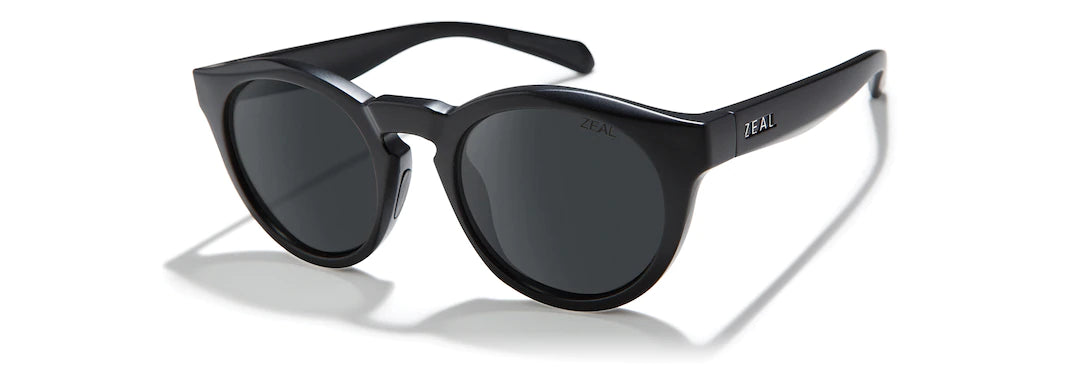 Zeal- Crowley Polarized Sunglasses- Matte black frames, grey lenses