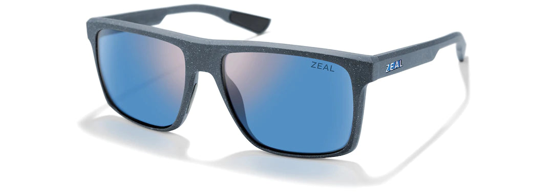 Zeal- Divide Recycled Plastic, Polarized Sunglasses midnight blue frames, Horizon blue lenses