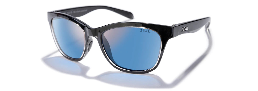 Zeal- Duskwing Polarized Sunglasses - Black mirror frames, Horizon blue lenses