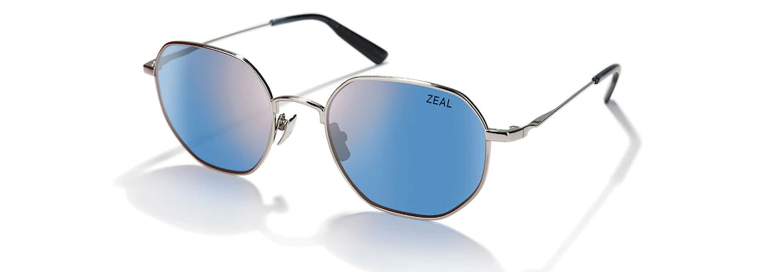 Zeal- Easterly Stainless Steel Aviator Polarized Sunglasses  - Silver metal frame, Horizon blue lenses