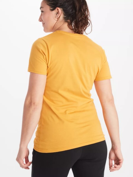 back of a classic fit yellow- gold women's t-shirt