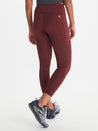 Wine colored 7/8 leggings for women with pocket