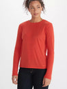 Dark Coral Colored long sleeve crew neck t shirt for women Front