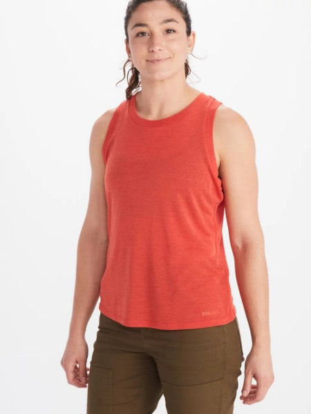 Classic women's tank with UPF and Anti-microbial fabric - coral, front