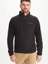 Men's Black Full- zip mid layer fleece jacket. Front. 
