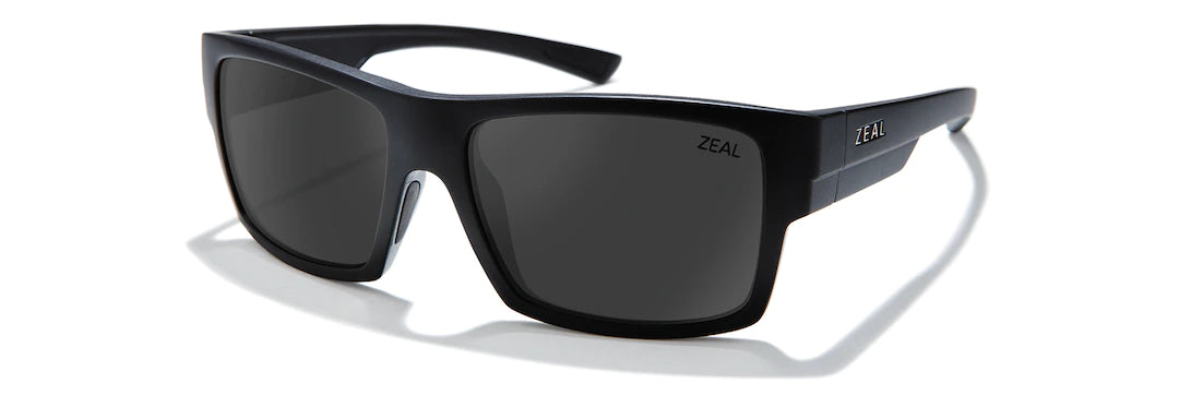 Zeal- Ridgway Polarized Sunglasses - Matte Black Frame, Dark grey Lenses