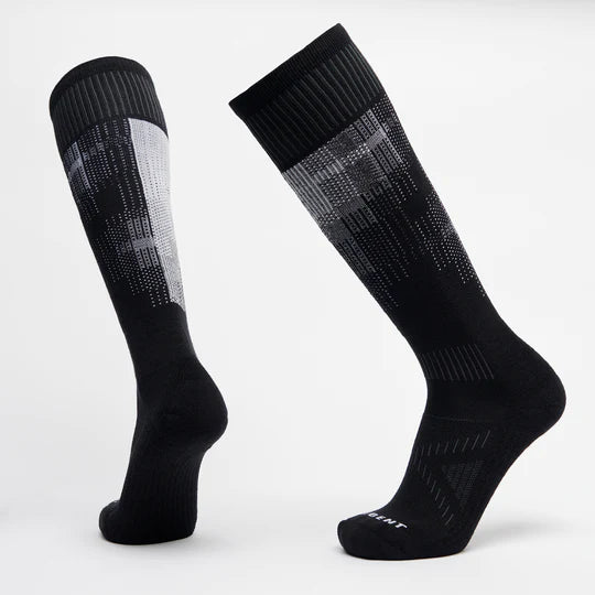 Le Bent Pixel Light Black and white Snow socks