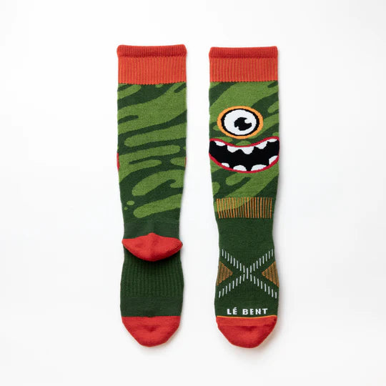 Le Bent green monster kids snow sock